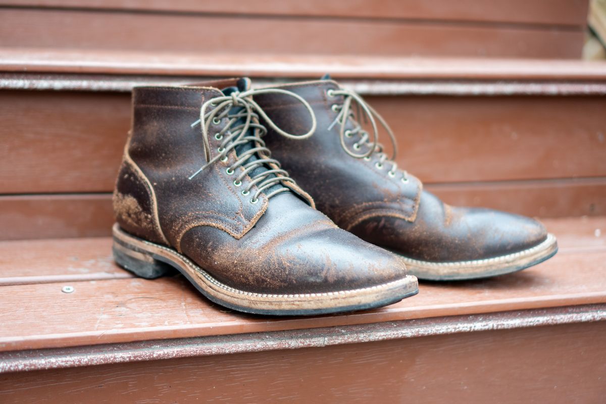 Photo by pesayerm on February 3, 2025 of the Viberg Service Boot in Horween Brown Waxed Flesh.