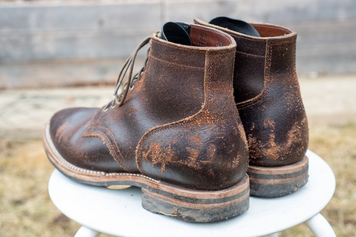 Photo by pesayerm on February 3, 2025 of the Viberg Service Boot in Horween Brown Waxed Flesh.