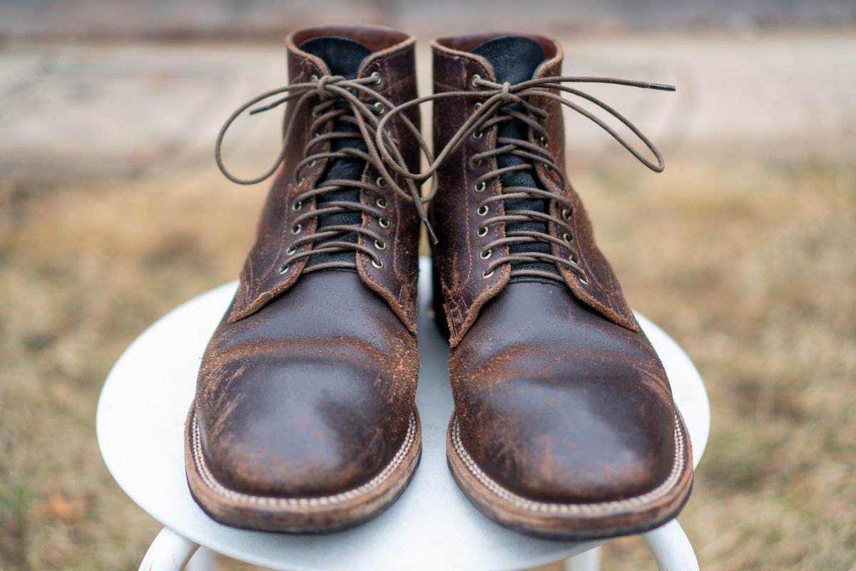 Photo by pesayerm on February 3, 2025 of the Viberg Service Boot in Horween Brown Waxed Flesh.