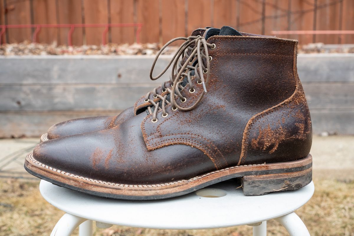 Photo by pesayerm on February 3, 2025 of the Viberg Service Boot in Horween Brown Waxed Flesh.