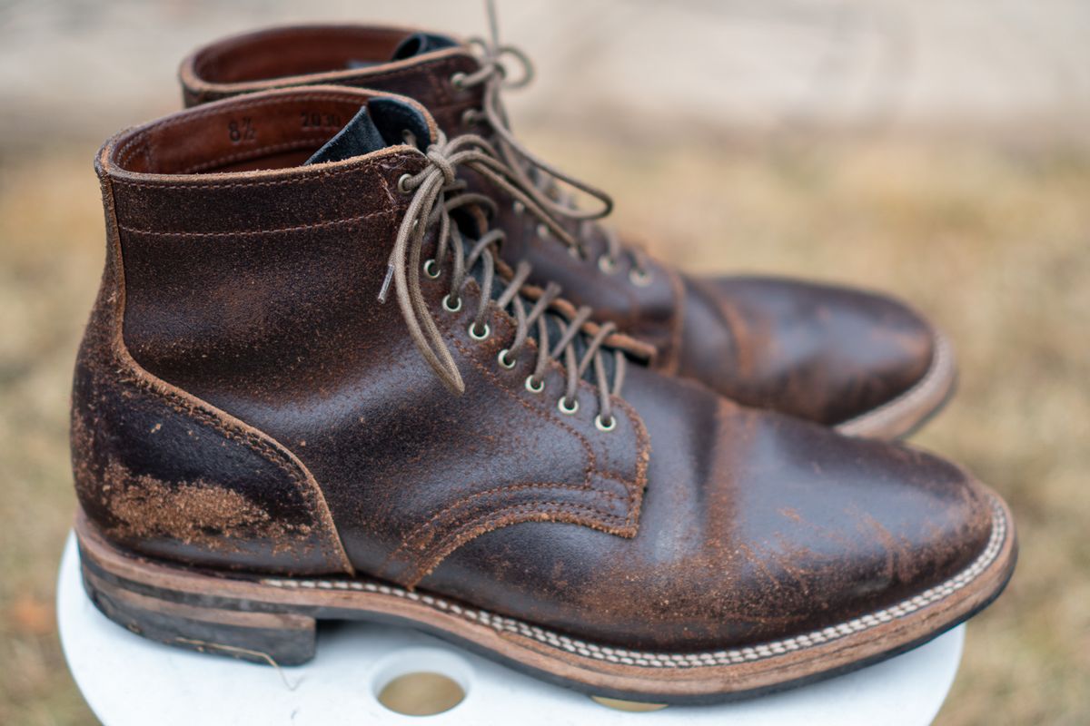 Photo by pesayerm on February 3, 2025 of the Viberg Service Boot in Horween Brown Waxed Flesh.