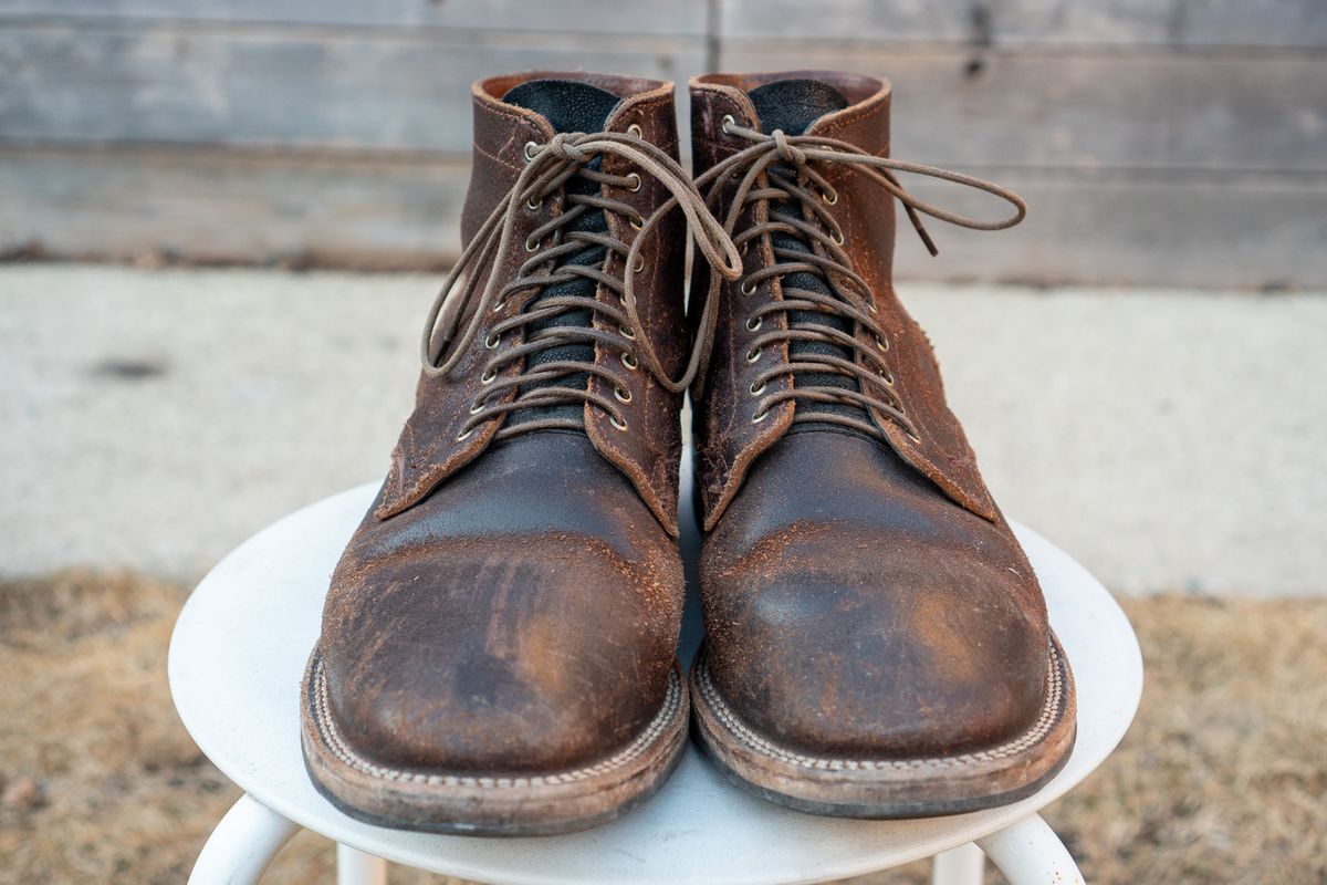 Photo by pesayerm on March 1, 2025 of the Viberg Service Boot in Horween Brown Waxed Flesh.