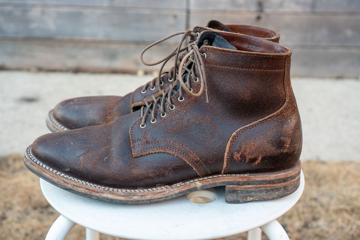 Photo by pesayerm on March 1, 2025 of the Viberg Service Boot in Horween Brown Waxed Flesh.