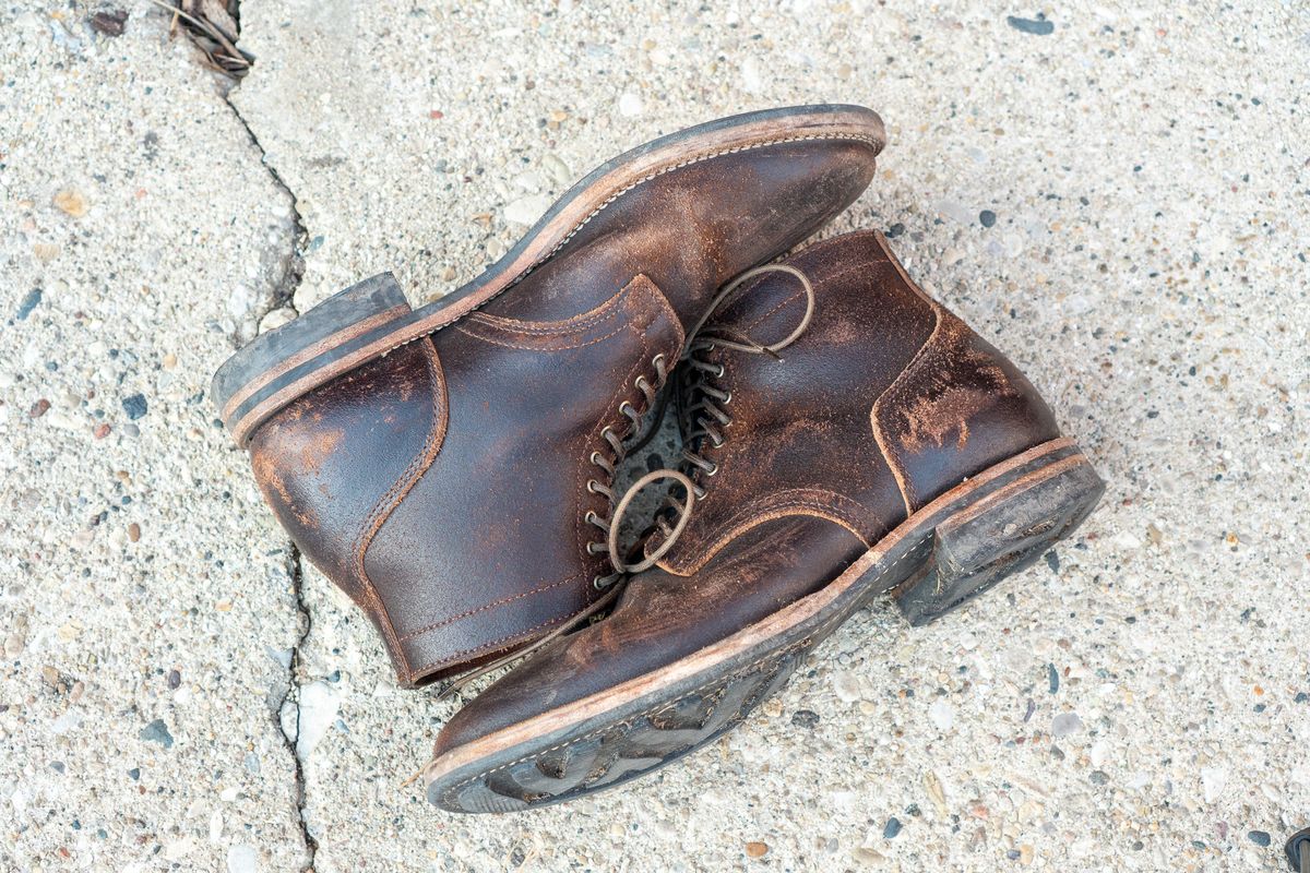 Photo by pesayerm on March 1, 2025 of the Viberg Service Boot in Horween Brown Waxed Flesh.