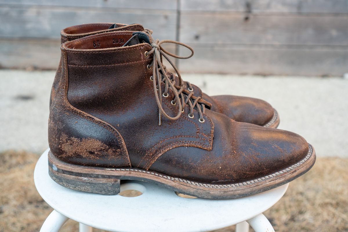 Photo by pesayerm on March 1, 2025 of the Viberg Service Boot in Horween Brown Waxed Flesh.