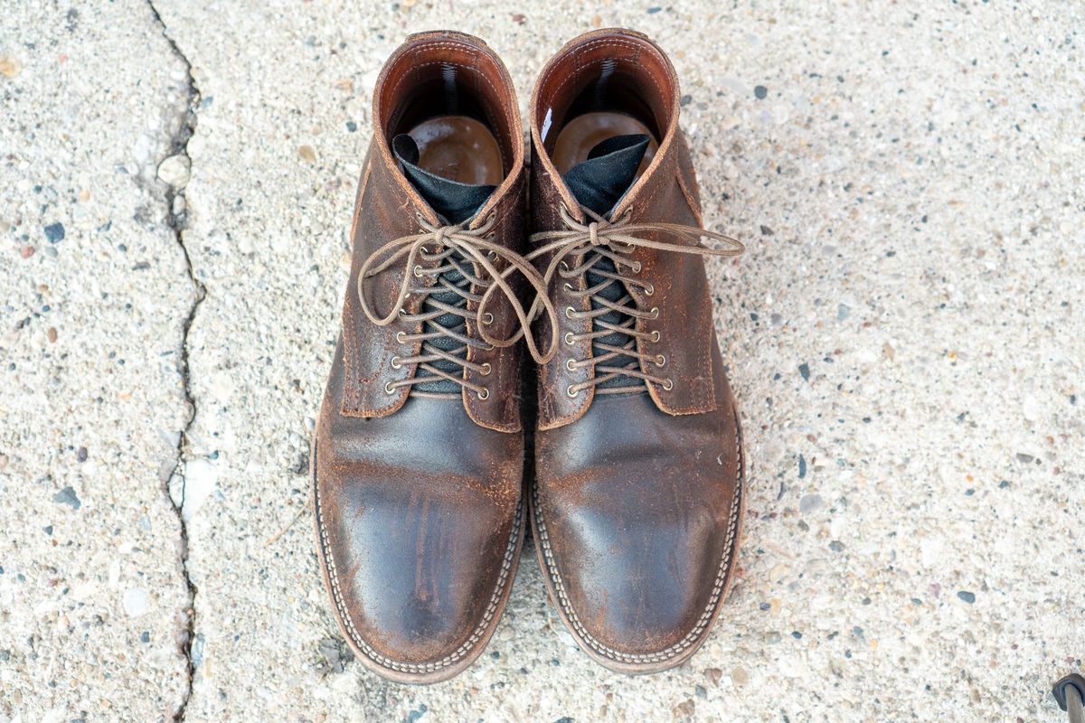 Photo by pesayerm on March 1, 2025 of the Viberg Service Boot in Horween Brown Waxed Flesh.