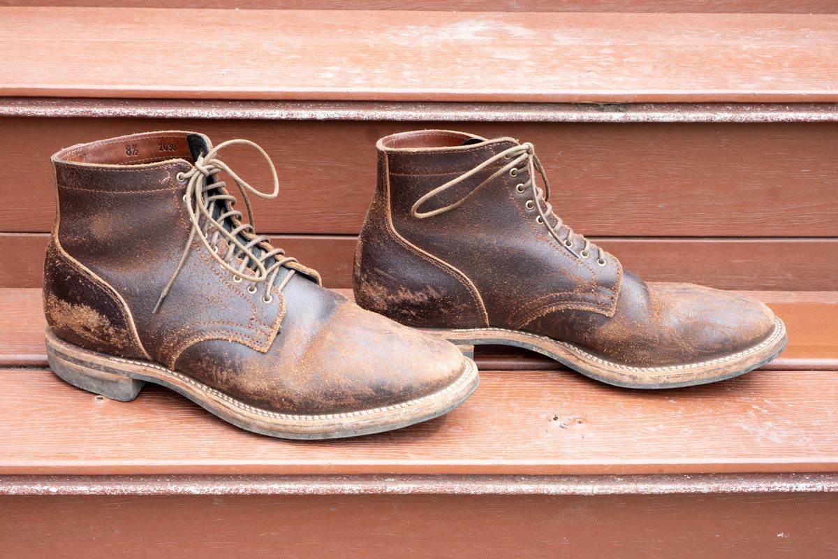 Photo by pesayerm on April 5, 2025 of the Viberg Service Boot in Horween Brown Waxed Flesh.
