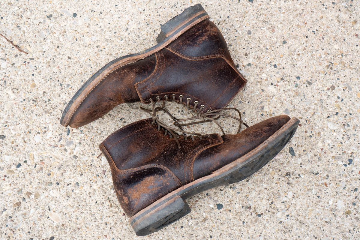 Photo by pesayerm on April 5, 2025 of the Viberg Service Boot in Horween Brown Waxed Flesh.