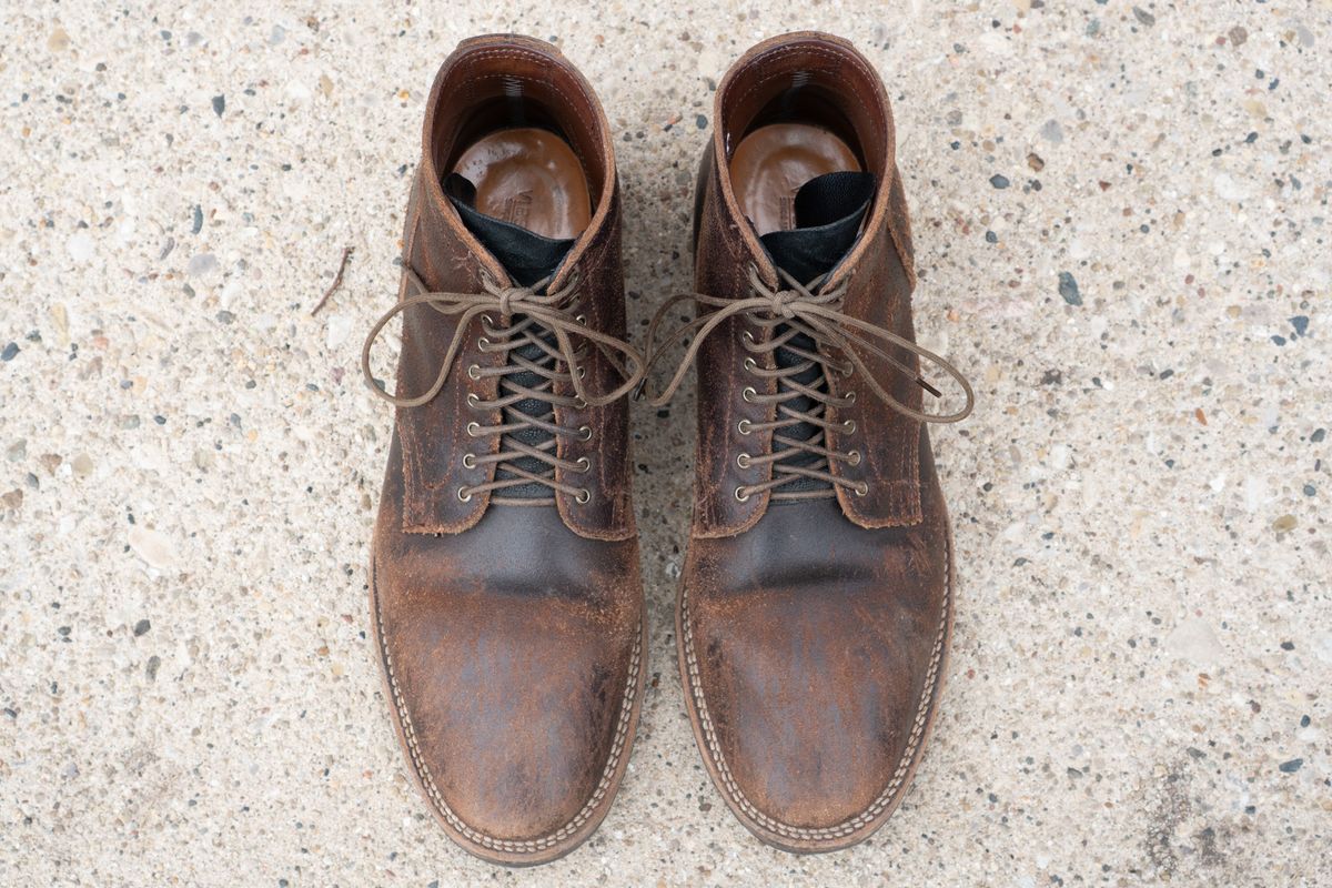 Photo by pesayerm on April 5, 2025 of the Viberg Service Boot in Horween Brown Waxed Flesh.