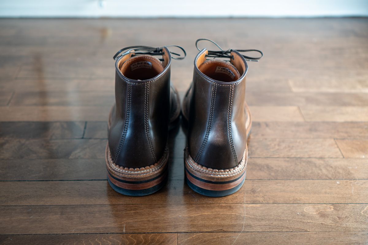 Photo by pesayerm on October 5, 2025 of the Viberg Derby Boot in Horween Dark Cognac Shell Cordovan.