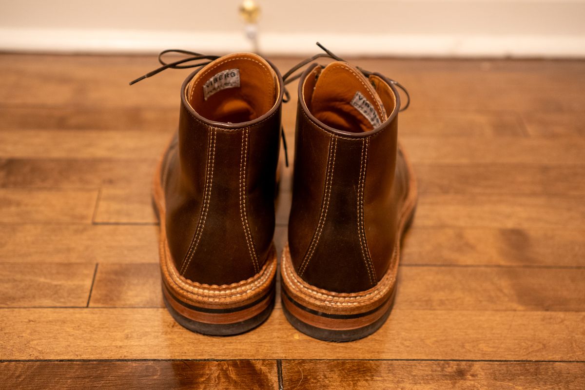 Photo by pesayerm on November 6, 2025 of the Viberg Derby Boot in Horween Dark Cognac Shell Cordovan.