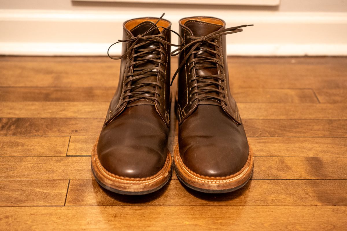 Photo by pesayerm on November 6, 2025 of the Viberg Derby Boot in Horween Dark Cognac Shell Cordovan.