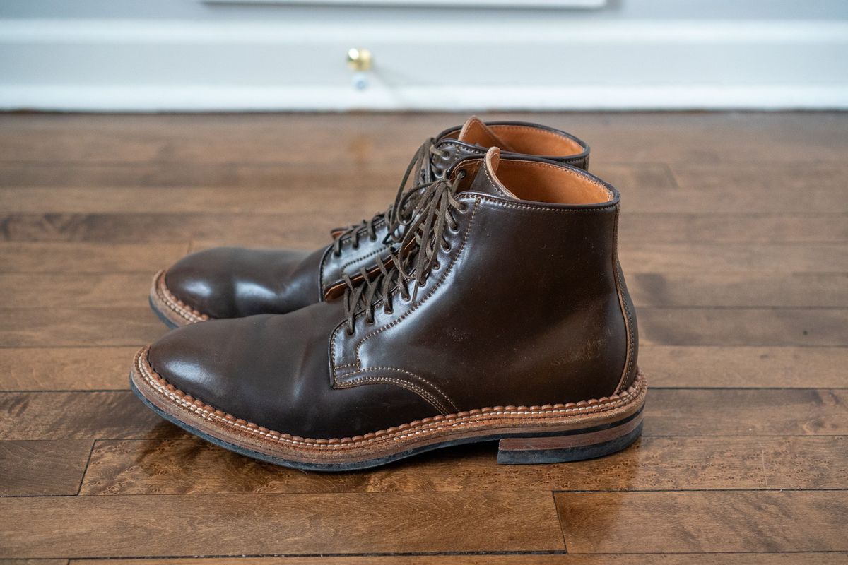 Photo by pesayerm on February 5, 2026 of the Viberg Derby Boot in Horween Dark Cognac Shell Cordovan.