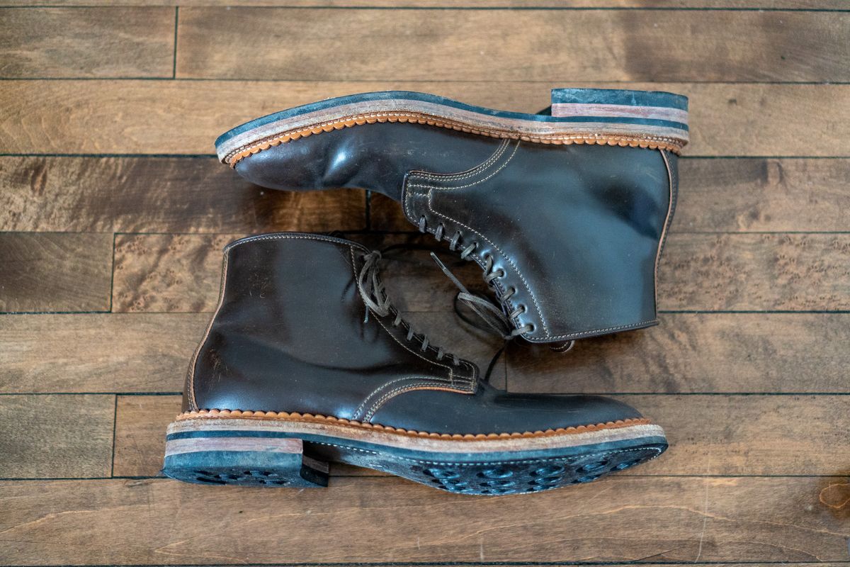 Photo by pesayerm on February 5, 2026 of the Viberg Derby Boot in Horween Dark Cognac Shell Cordovan.