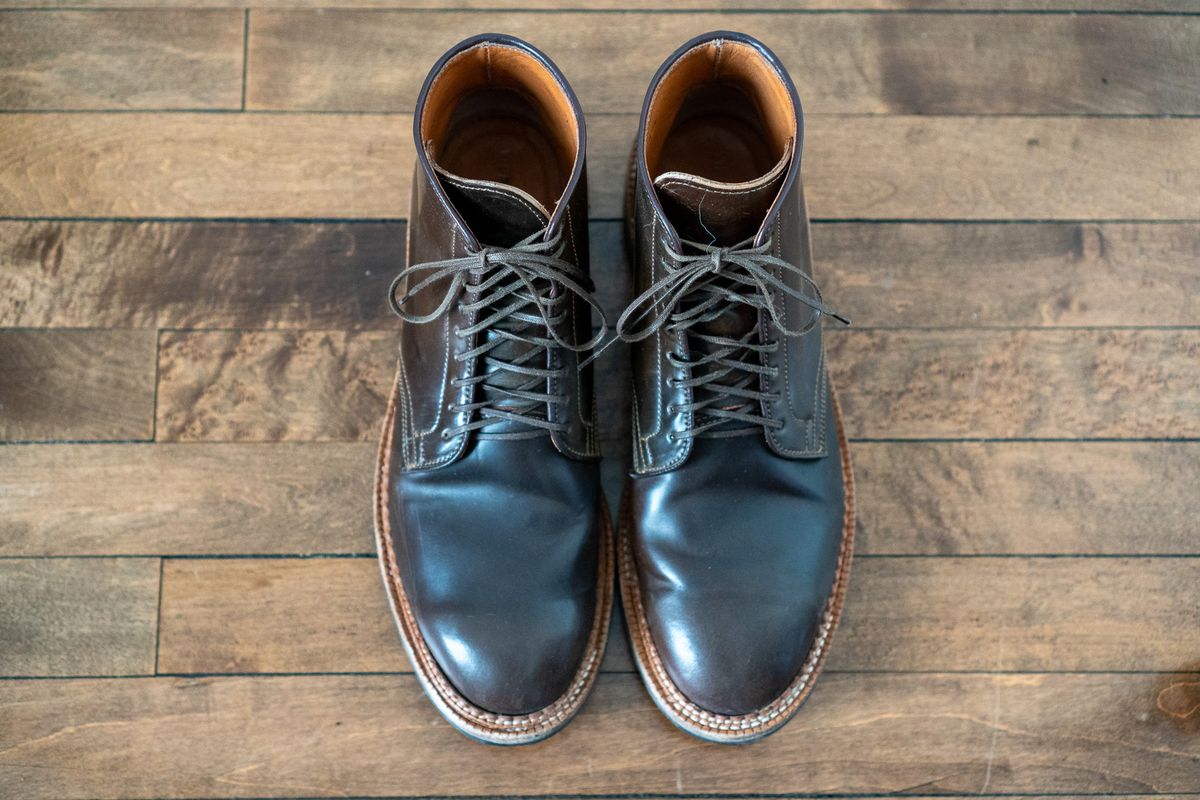 Photo by pesayerm on February 5, 2026 of the Viberg Derby Boot in Horween Dark Cognac Shell Cordovan.