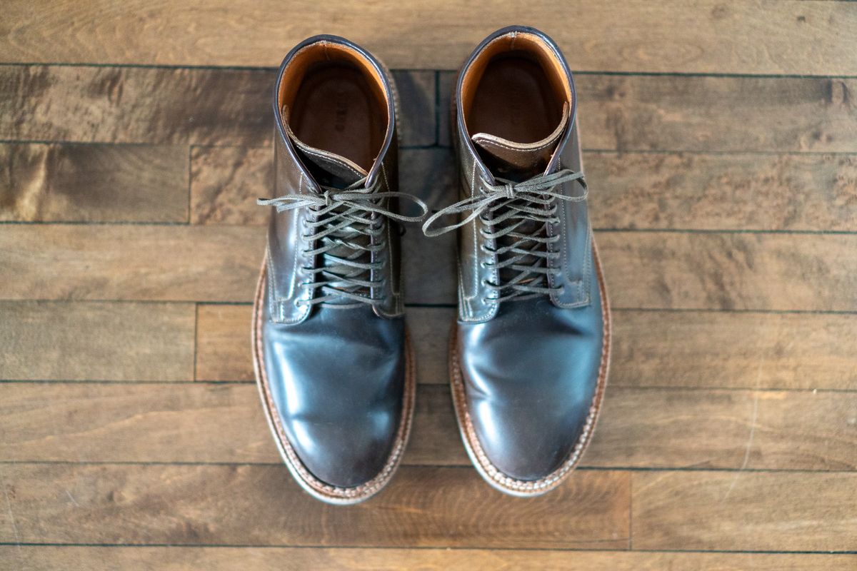 Photo by pesayerm on April 3, 2026 of the Viberg Derby Boot in Horween Dark Cognac Shell Cordovan.