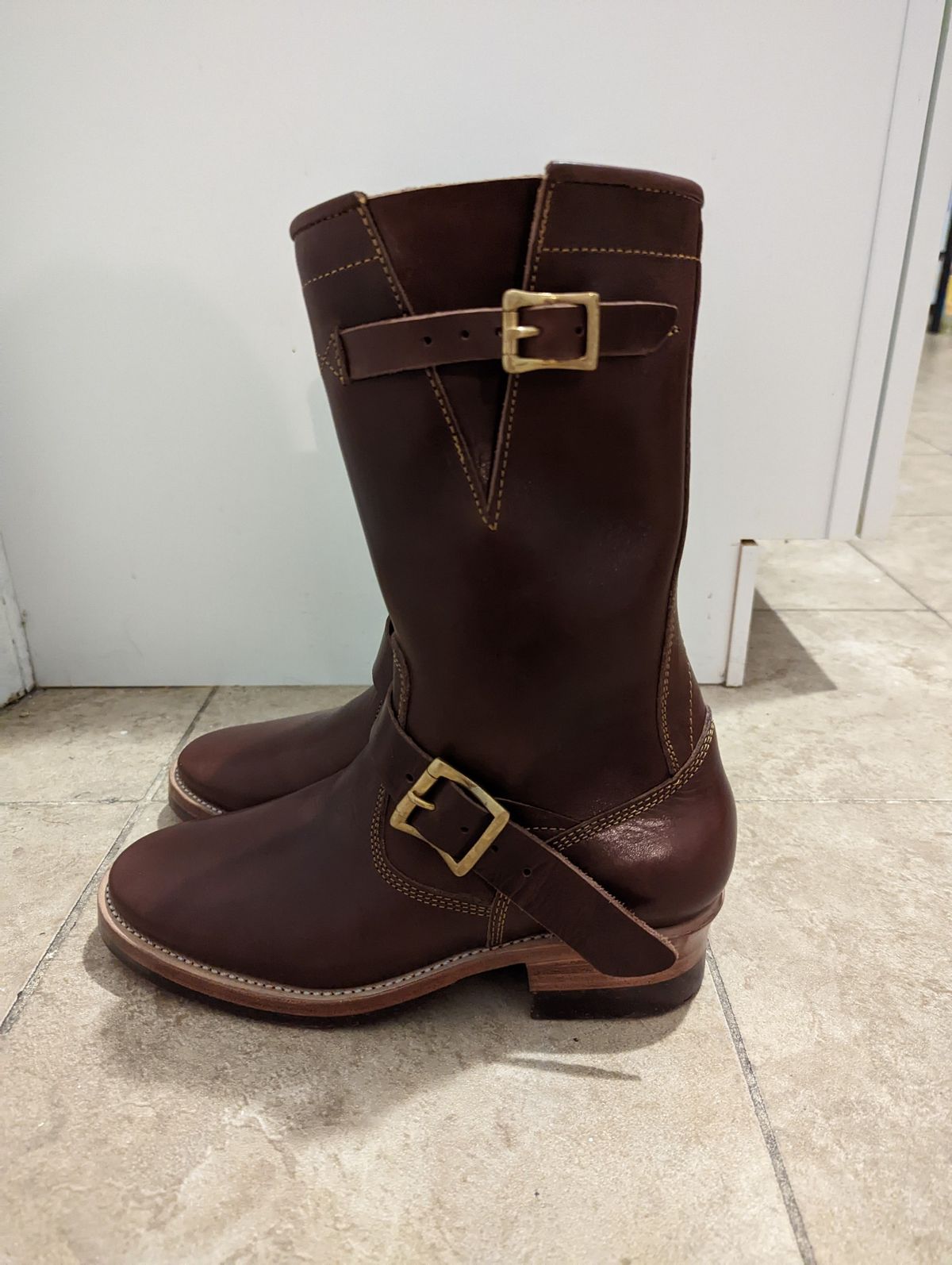 Photo by funfetti on November 5, 2022 of the Prof Barnets Neocliffwood Boots in Tochigi Jeans #8 Chocolate.