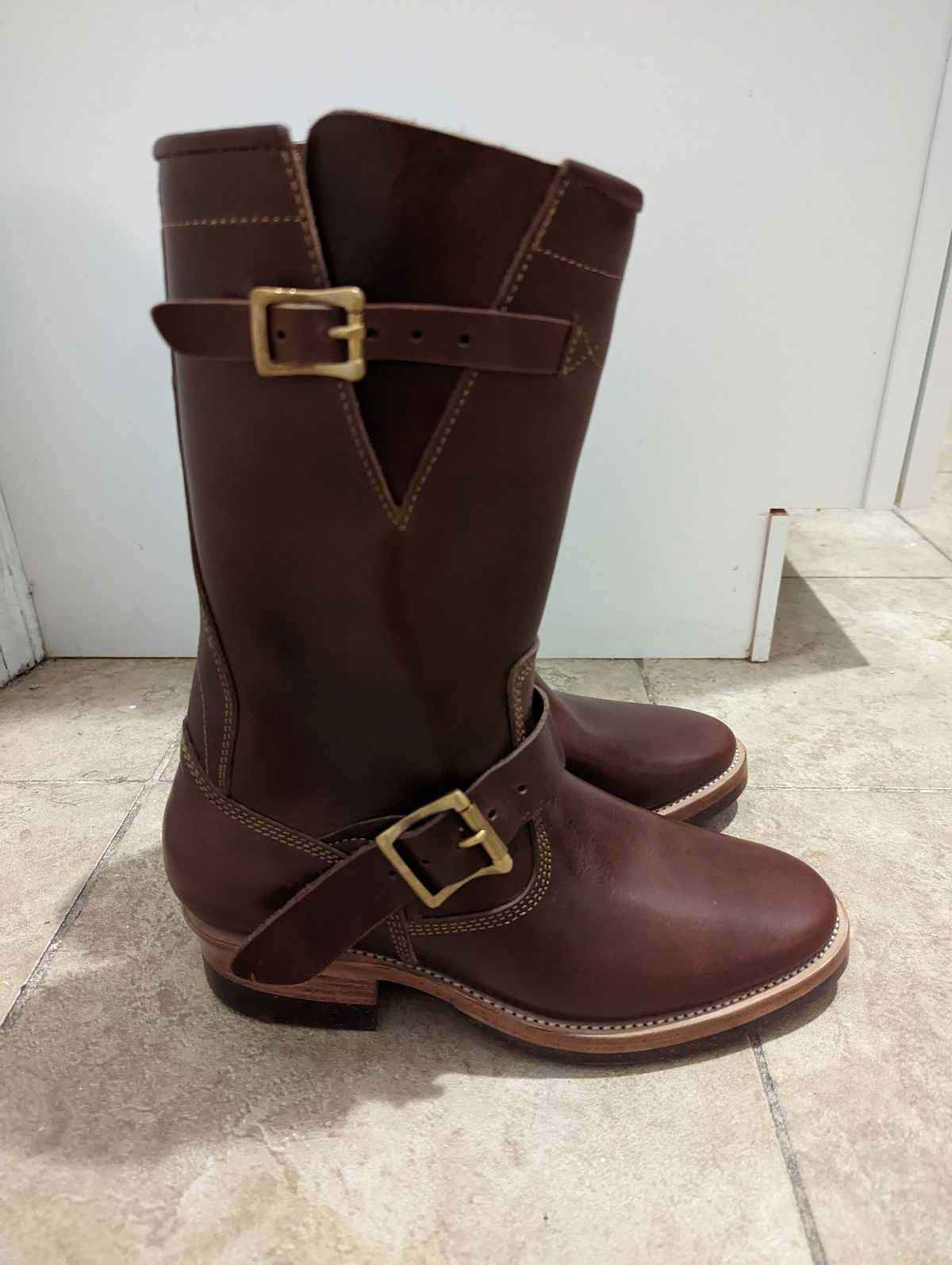 Photo by funfetti on November 5, 2022 of the Prof Barnets Neocliffwood Boots in Tochigi Jeans #8 Chocolate.
