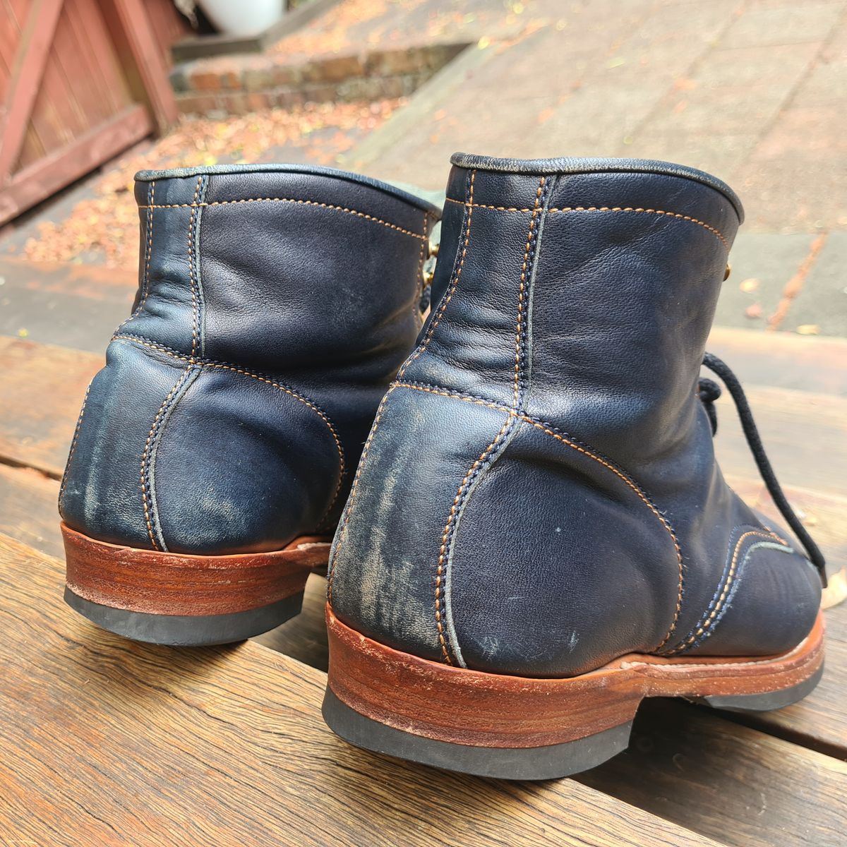 Photo by ChuckTales on March 5, 2024 of the Y'2 Leather Work Boot in Indigo Horsehide.