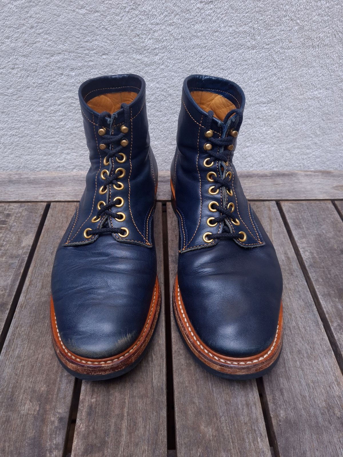 Photo by ChuckTales on April 2, 2024 of the Y'2 Leather Work Boot in Indigo Horsehide.