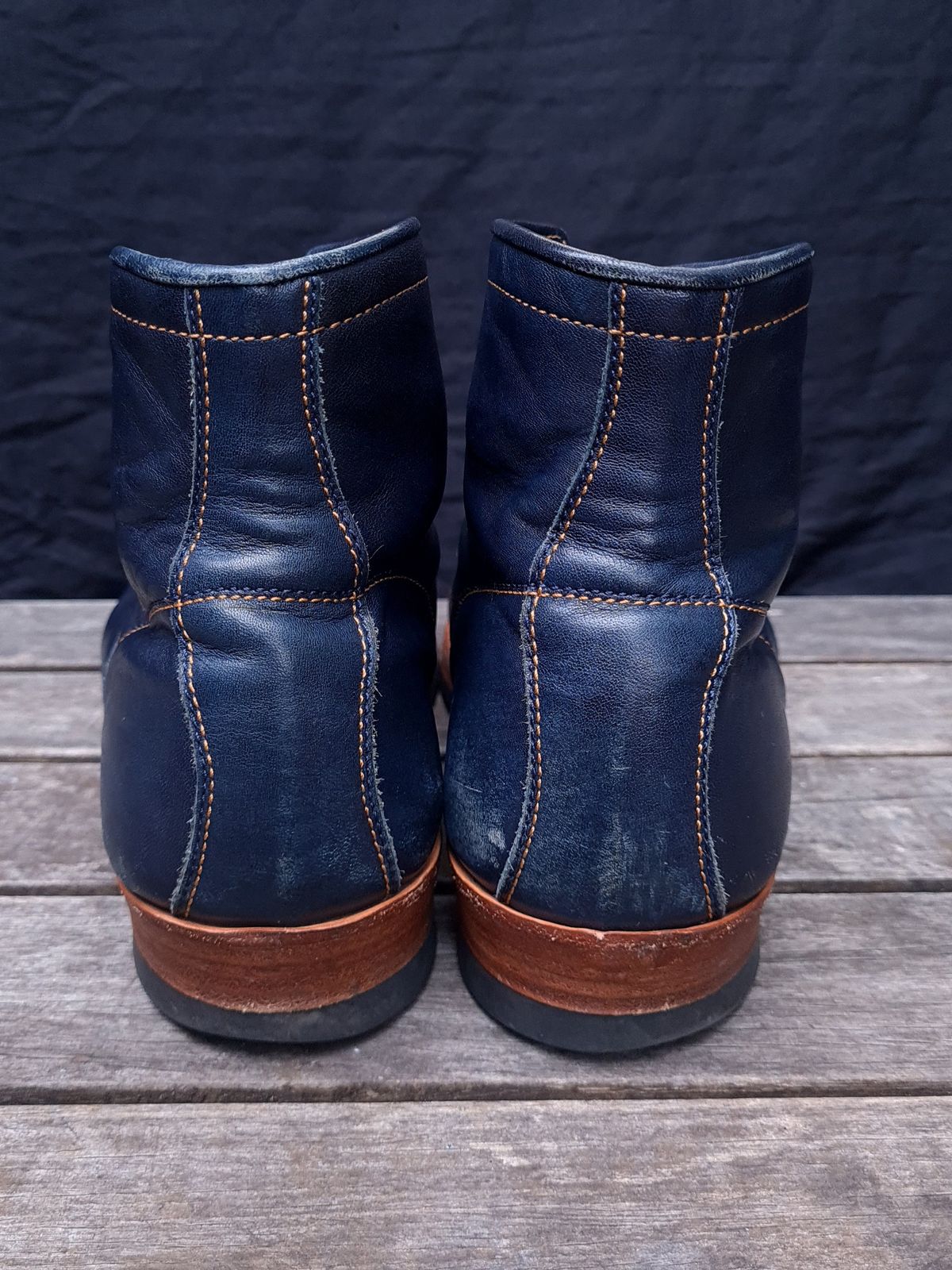 Photo by ChuckTales on December 2, 2023 of the Y'2 Leather Work Boot in Indigo Horsehide.