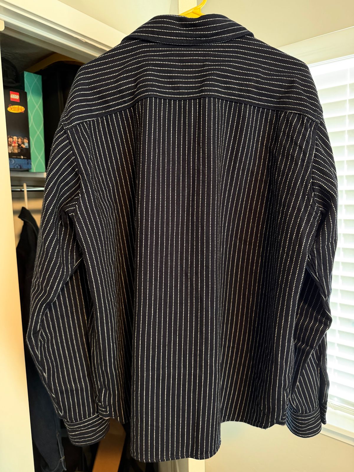 Photo by killerbootsman on January 31, 2026 of the Ues Japan Indigo Stripe Selvedge Heavy Flannel in 14.5oz heavy selvedge flannel Indigo rope-dyed with stripes.