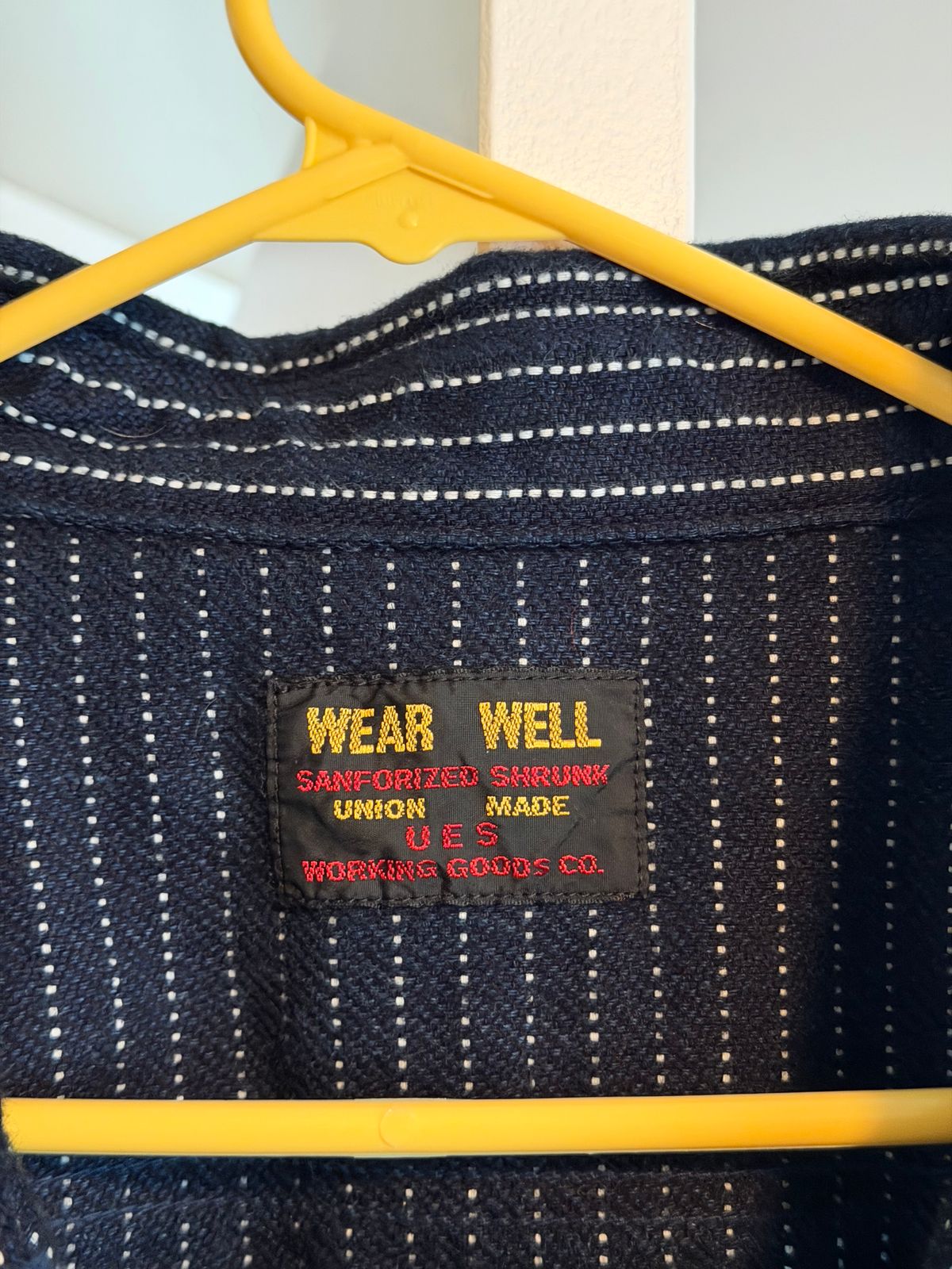 Photo by killerbootsman on January 31, 2026 of the Ues Japan Indigo Stripe Selvedge Heavy Flannel in 14.5oz heavy selvedge flannel Indigo rope-dyed with stripes.