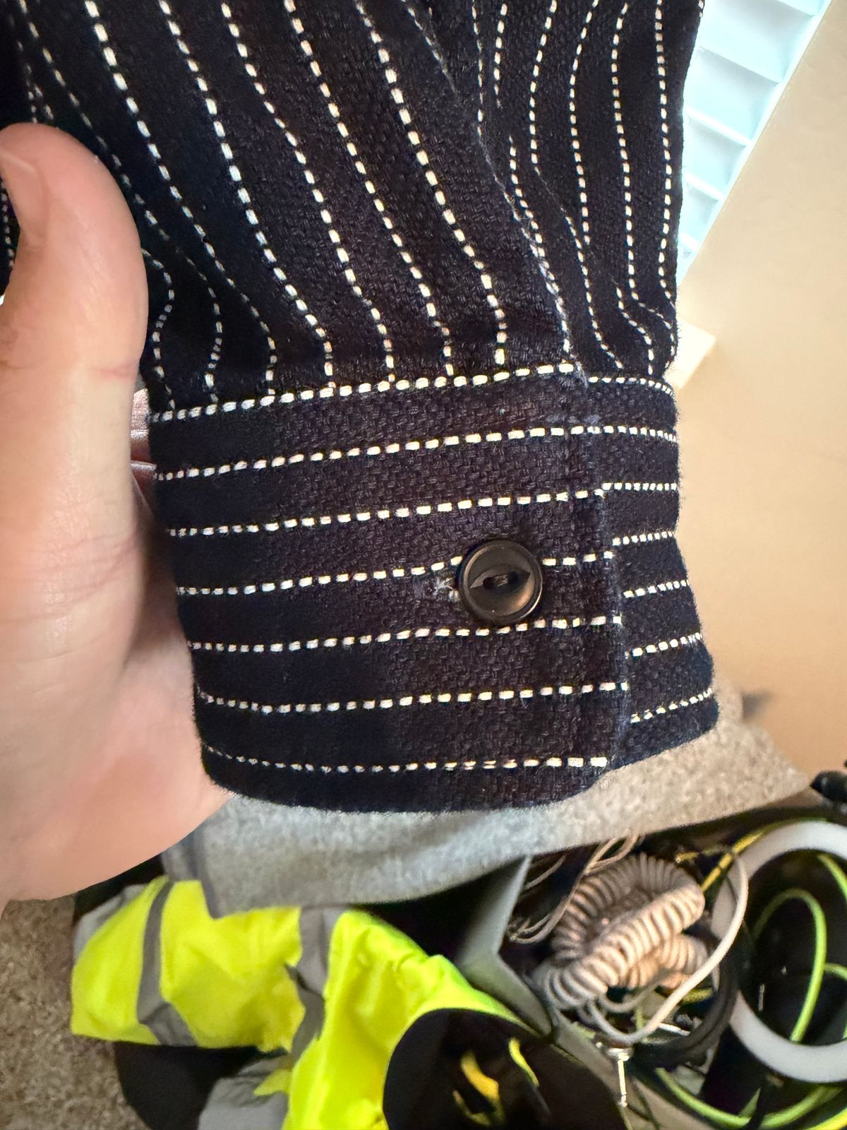 Photo by killerbootsman on January 31, 2026 of the Ues Japan Indigo Stripe Selvedge Heavy Flannel in 14.5oz heavy selvedge flannel Indigo rope-dyed with stripes.