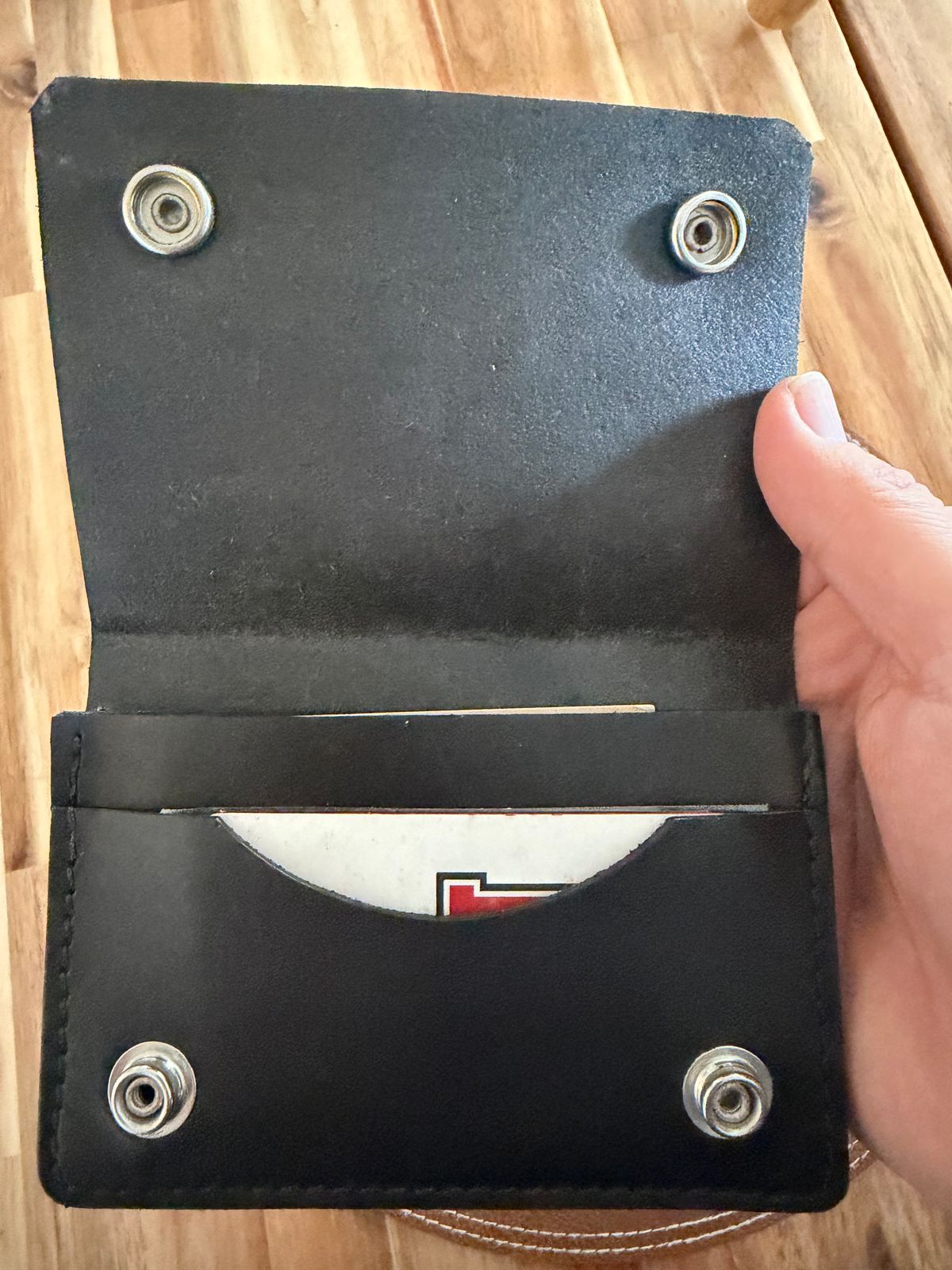 Photo by killerbootsman on January 21, 2026 of the Roberti Custom Short Trucker Wallet in Herman Oak Hand Dyed Black.