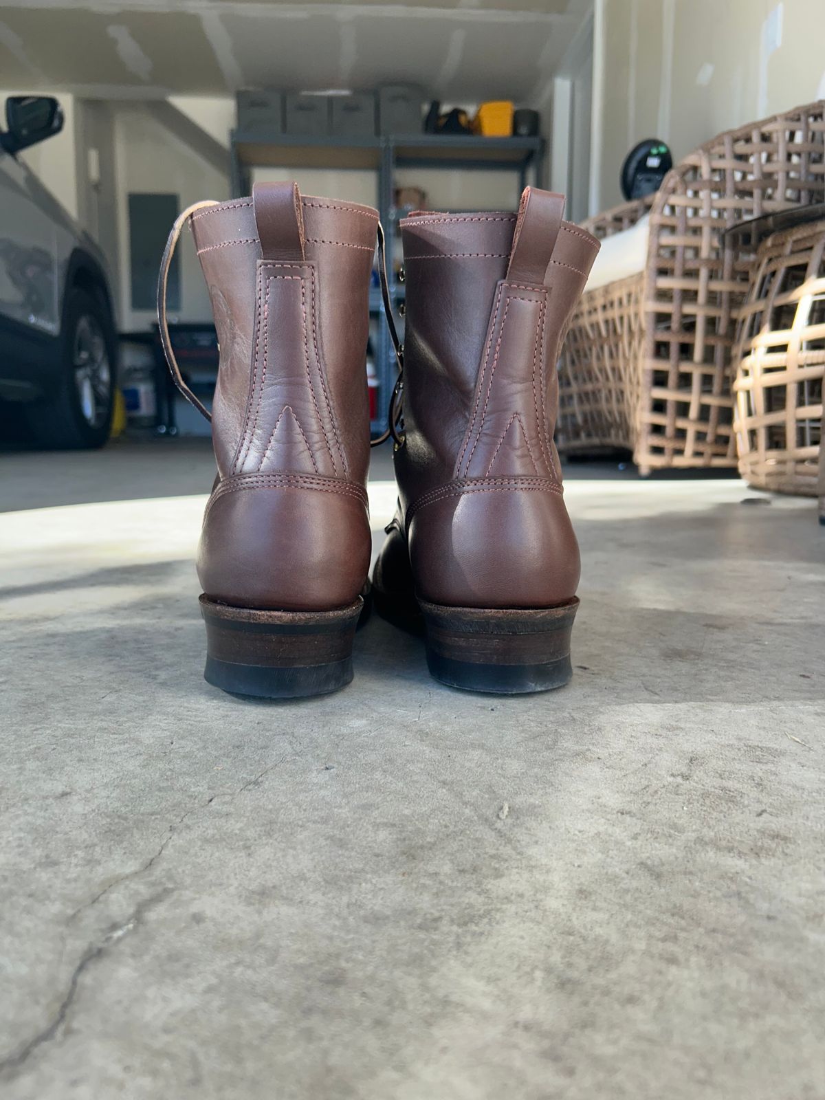 Photo by killerbootsman on October 9, 2023 of the Frank's Boots Front Range in Seidel Walnut Oil Tan.
