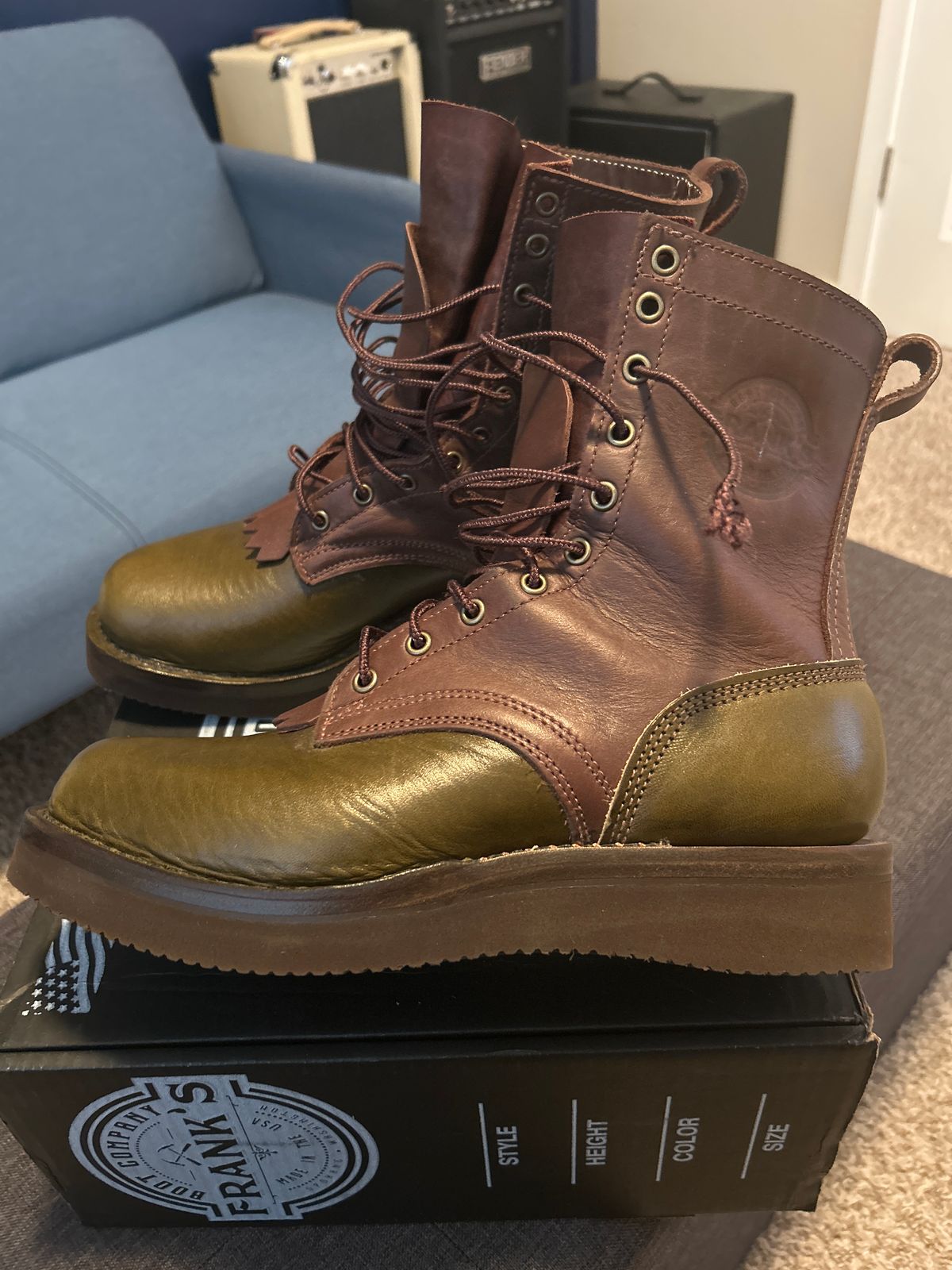 Photo by killerbootsman on July 27, 2024 of the Frank's Boots Front Range in Seidel Walnut Oil Tan.