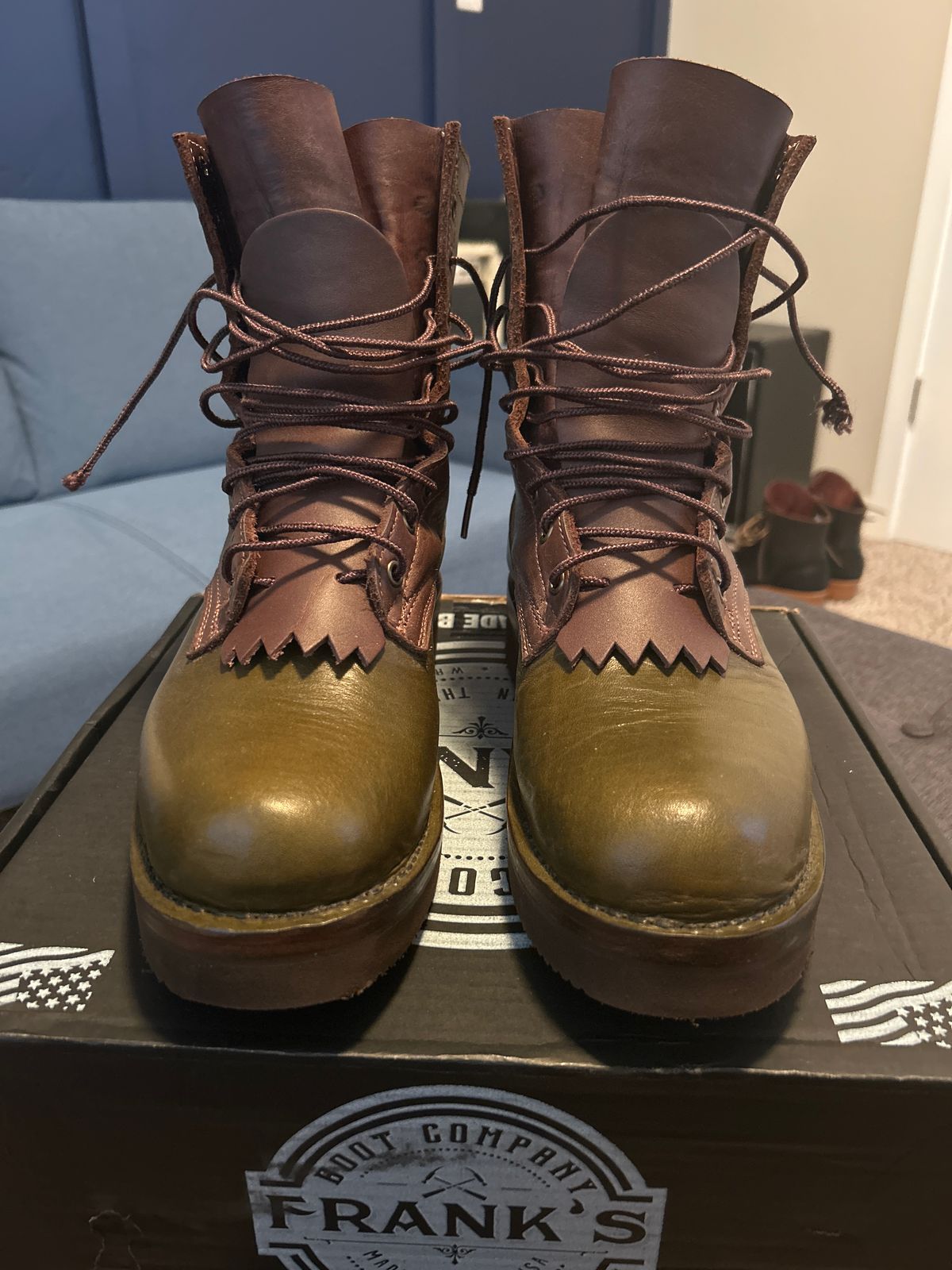 Photo by killerbootsman on July 27, 2024 of the Frank's Boots Front Range in Seidel Walnut Oil Tan.