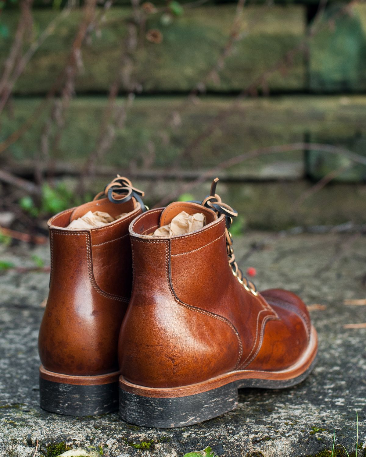 Photo by ostmo on October 2, 2022 of the Viberg Service Boot BCT in Shinki Cognac Oiled Horsebutt.