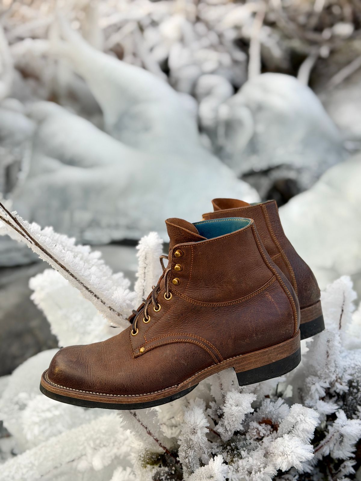 Photo by ostmo on January 1, 2026 of the Iron Boots x Østmo Type 1 in C.F. Stead Snuff Waxed Kudu.