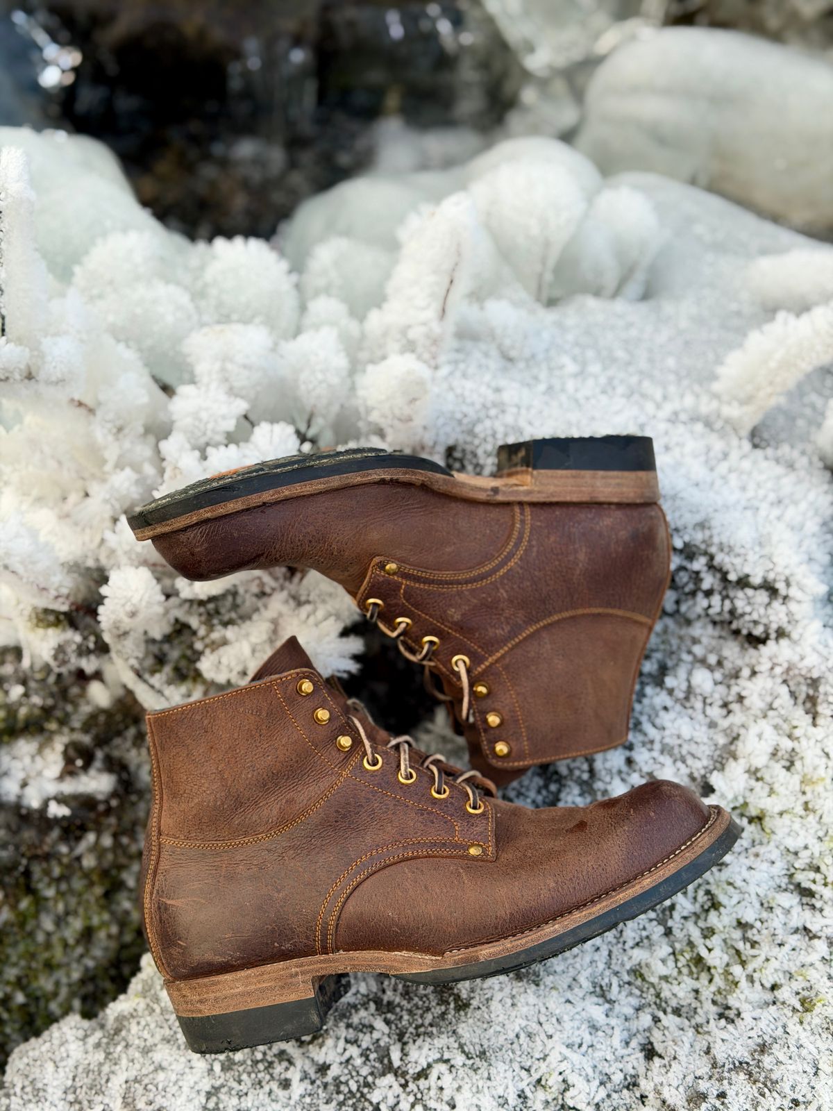 Photo by ostmo on January 1, 2026 of the Iron Boots x Østmo Type 1 in C.F. Stead Snuff Waxed Kudu.