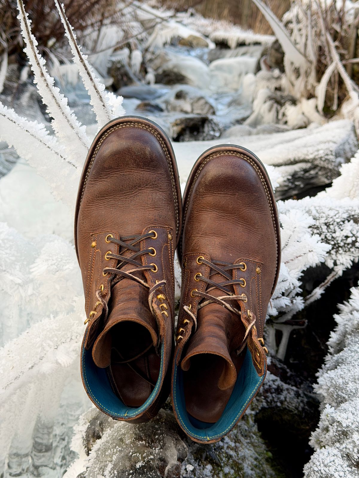 Photo by ostmo on January 1, 2026 of the Iron Boots x Østmo Type 1 in C.F. Stead Snuff Waxed Kudu.