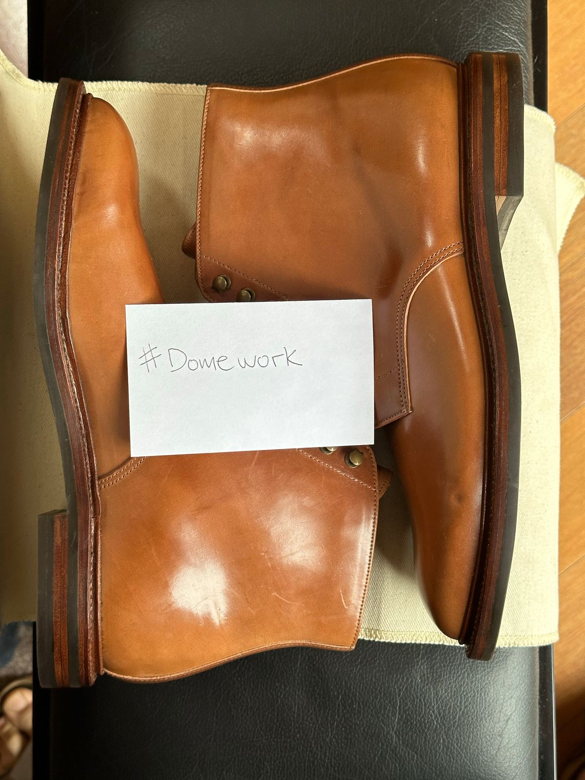 Photo by unsound_gambit on October 1, 2022 of the Grant Stone Edward Boot in Horween Honey Glazed Shell Cordovan.
