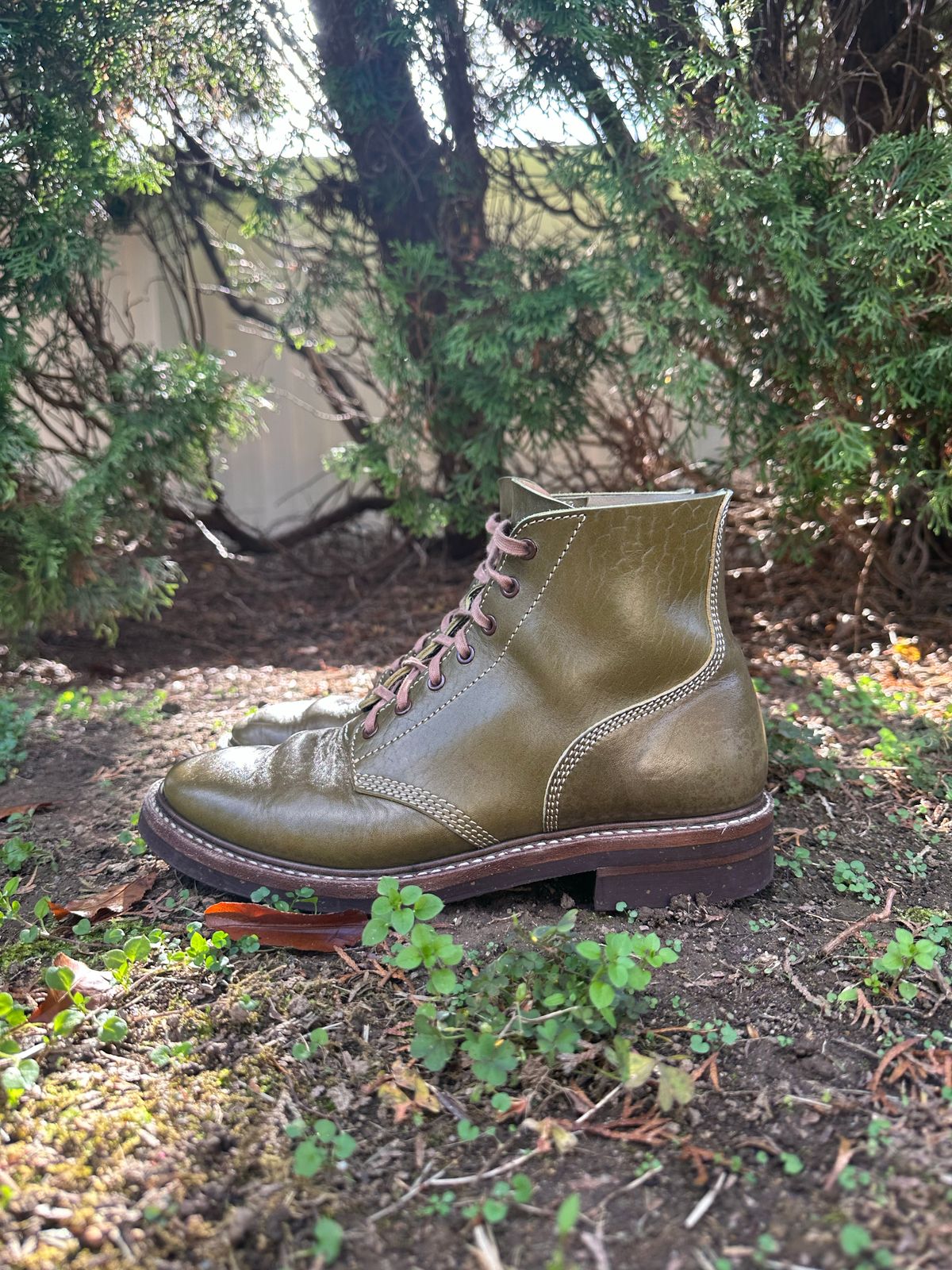 Photo by 8loop on November 5, 2022 of the John Lofgren M-43 Service Shoes in Shinki Olive Shrunken Horsebutt.
