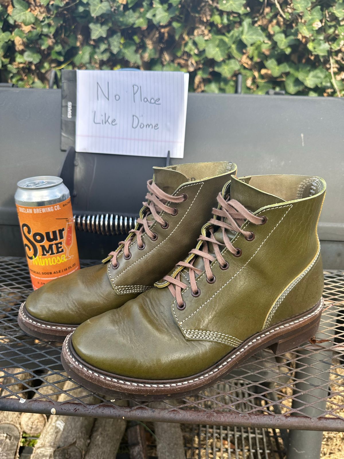 Photo by 8loop on November 5, 2022 of the John Lofgren M-43 Service Shoes in Shinki Olive Shrunken Horsebutt.