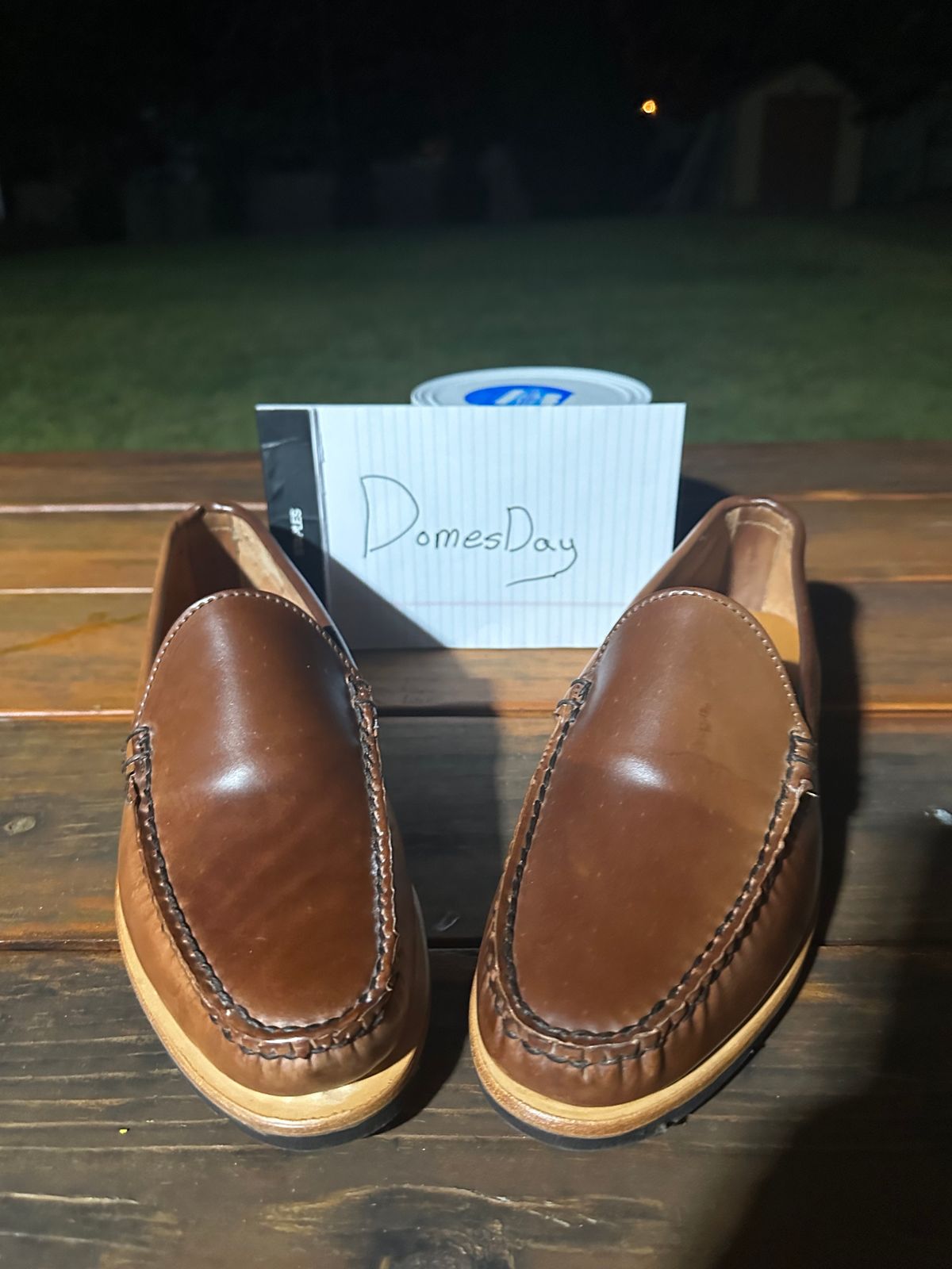 Photo by 8loop on October 1, 2024 of the Rancourt & Co. Blue Isle Venetian in Horween Whisky Shell Cordovan.