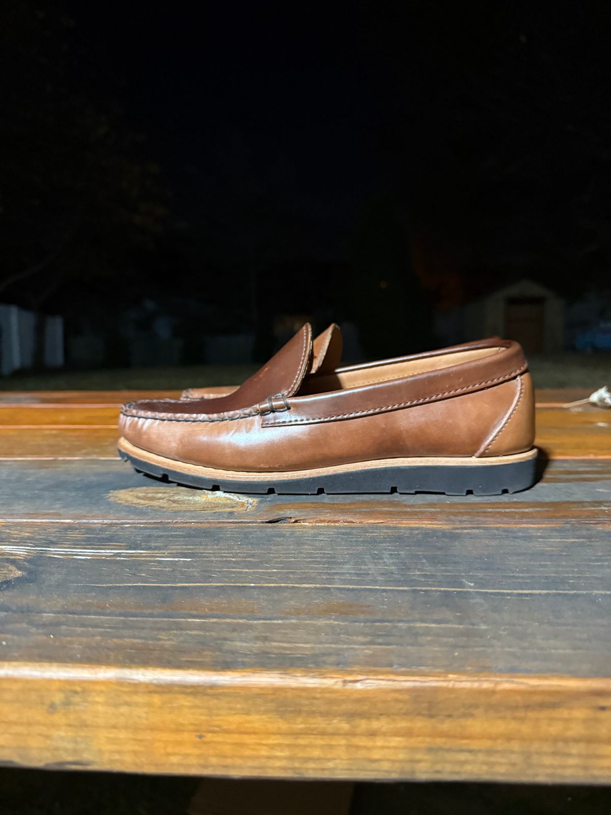 Photo by 8loop on November 6, 2024 of the Rancourt & Co. Blue Isle Venetian in Horween Whisky Shell Cordovan.