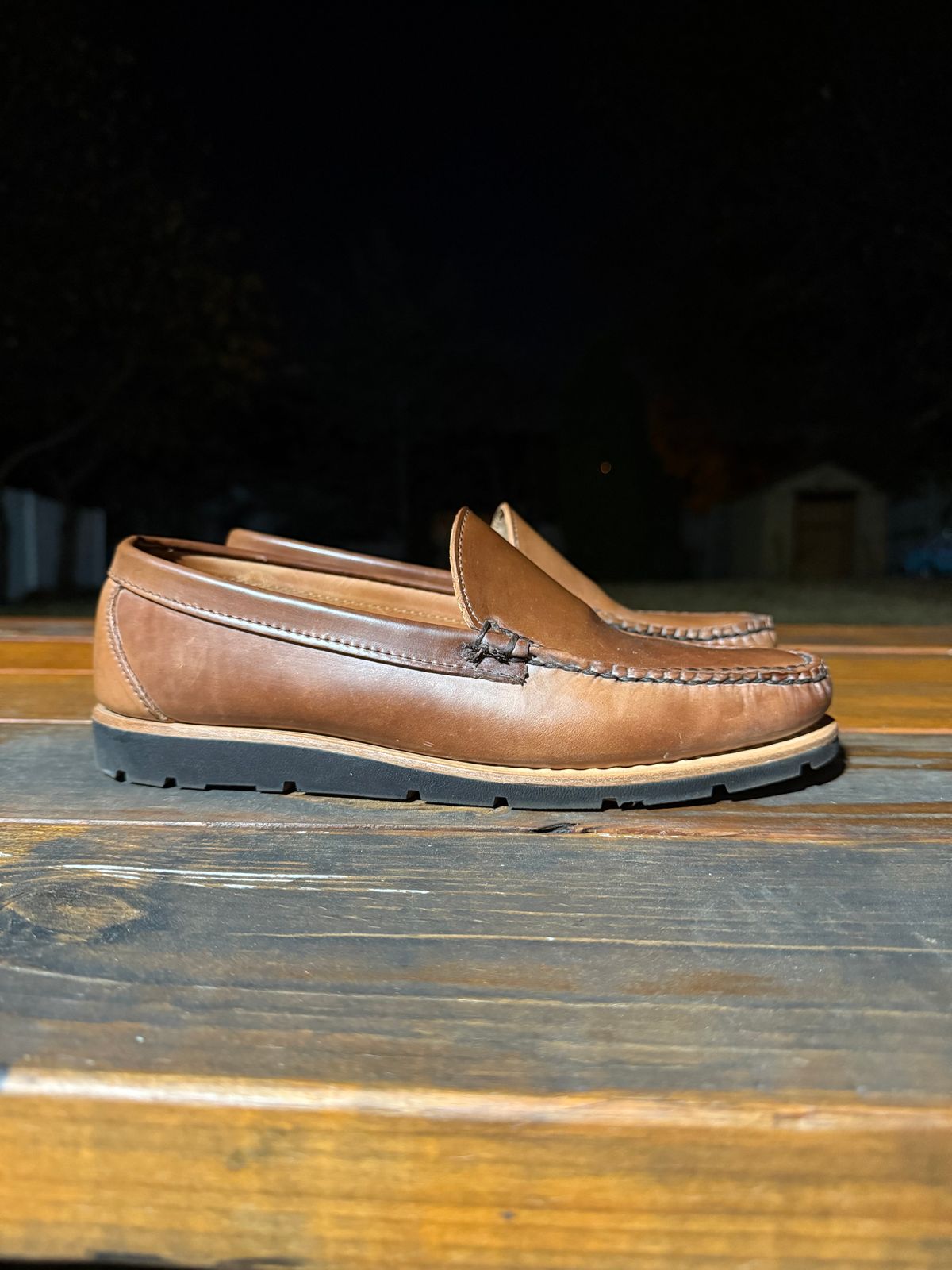 Photo by 8loop on November 6, 2024 of the Rancourt & Co. Blue Isle Venetian in Horween Whisky Shell Cordovan.