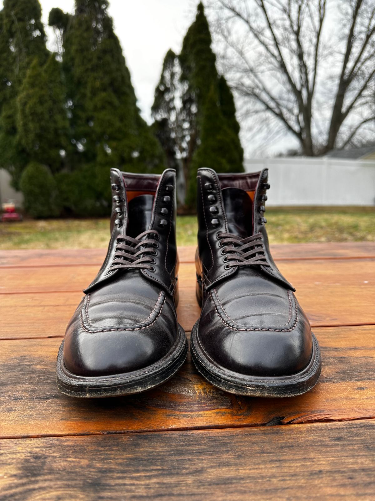 Photo by 8loop on January 1, 2024 of the Alden Indy Boot in Horween Color 8 Shell Cordovan.