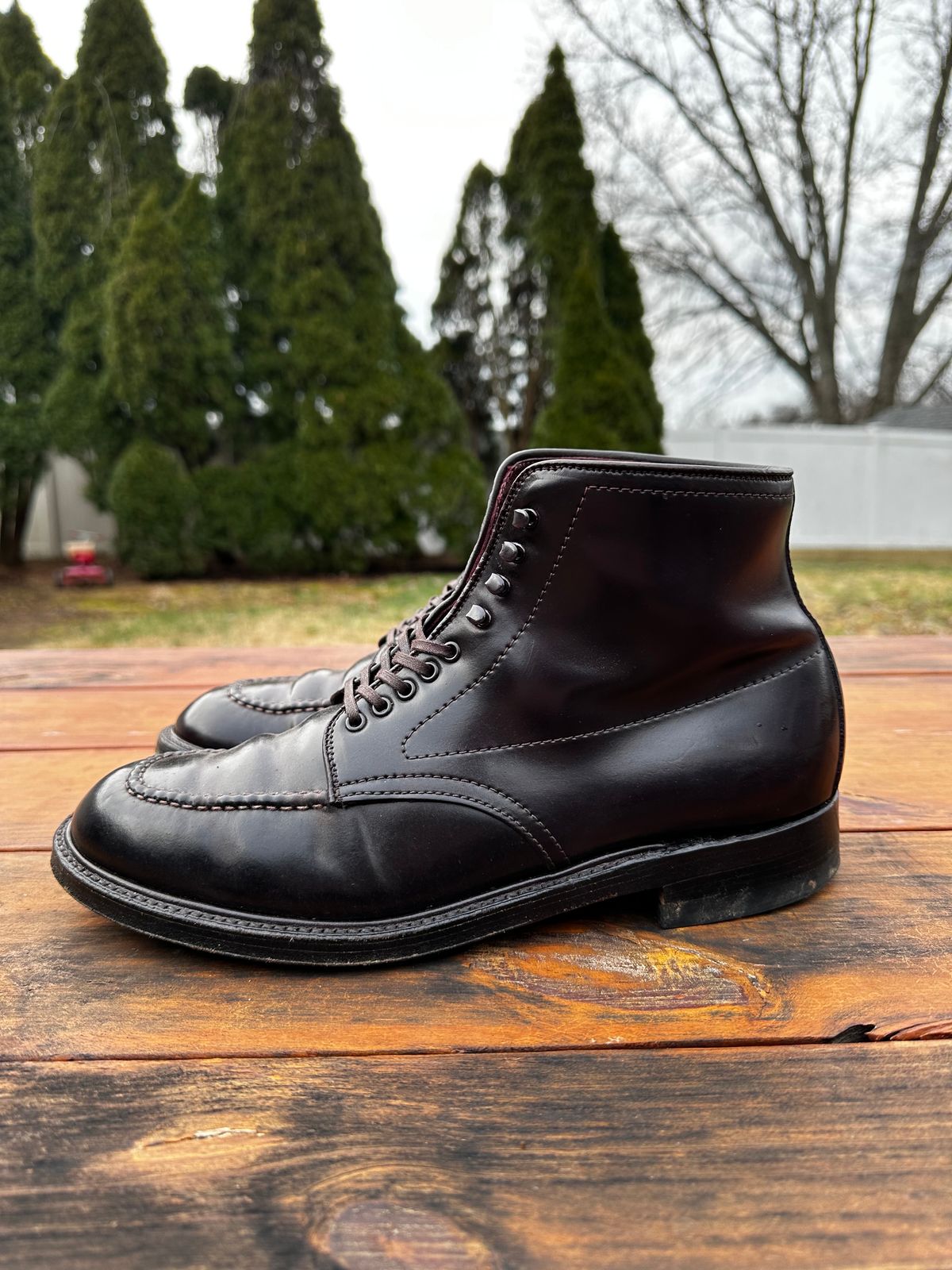 Photo by 8loop on January 1, 2024 of the Alden Indy Boot in Horween Color 8 Shell Cordovan.