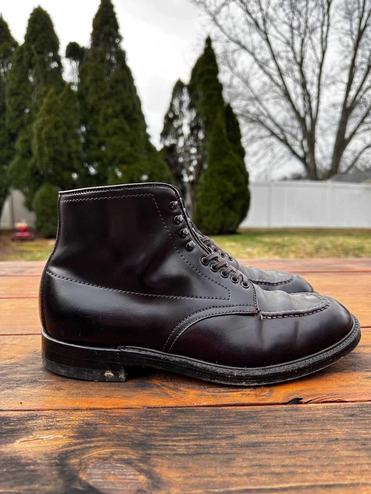 Photo by 8loop on January 1, 2024 of the Alden Indy Boot in Horween Color 8 Shell Cordovan.