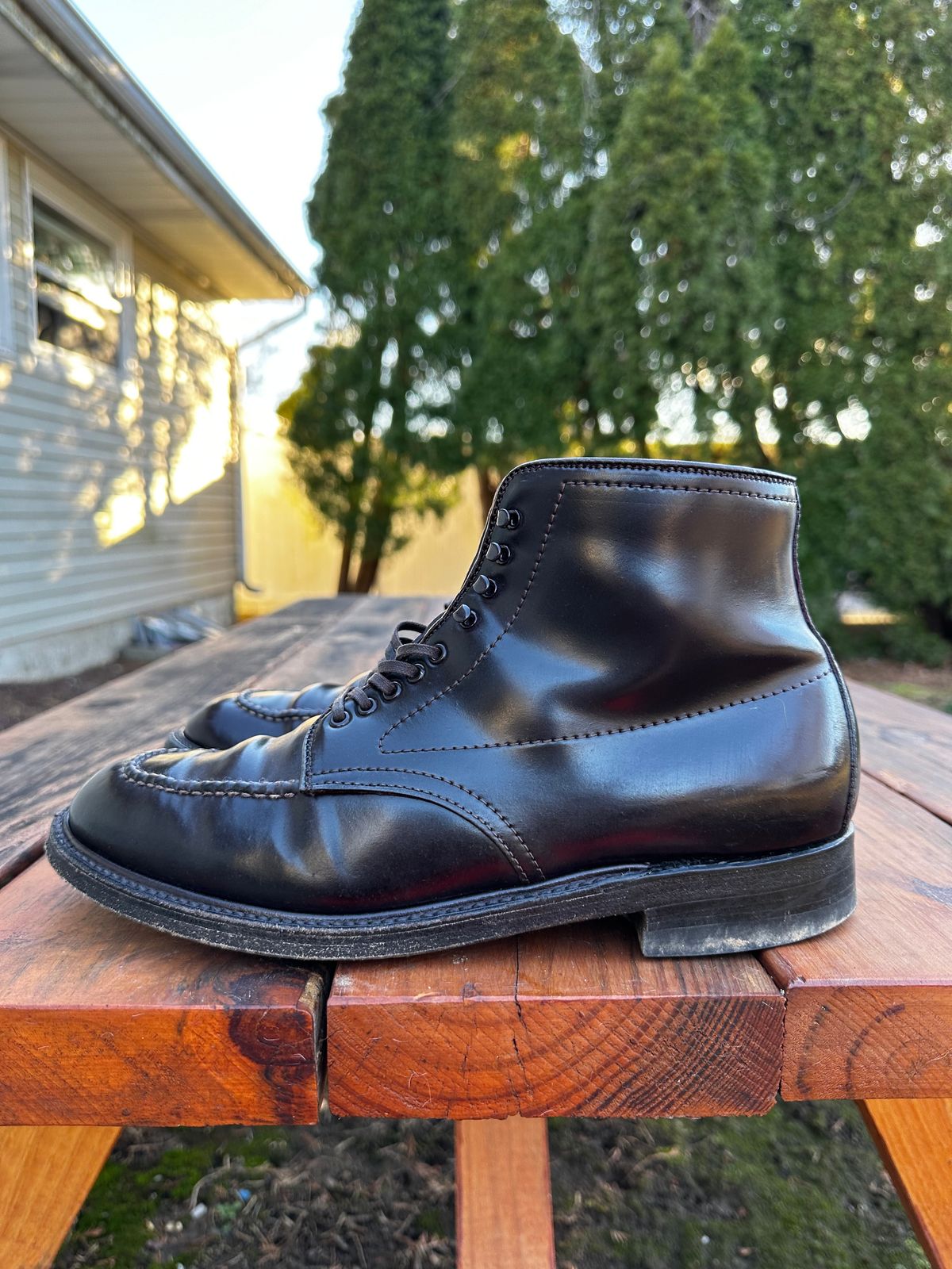 Photo by 8loop on March 3, 2024 of the Alden Indy Boot in Horween Color 8 Shell Cordovan.