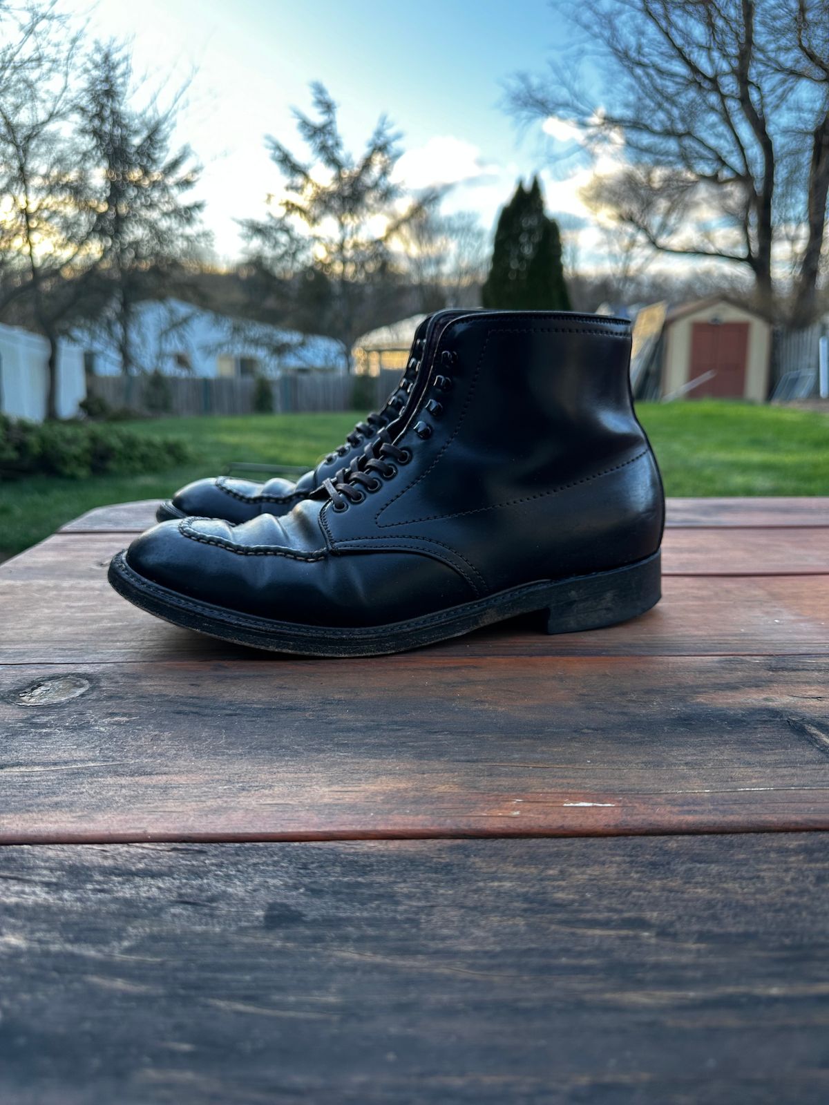 Photo by 8loop on April 5, 2024 of the Alden Indy Boot in Horween Color 8 Shell Cordovan.