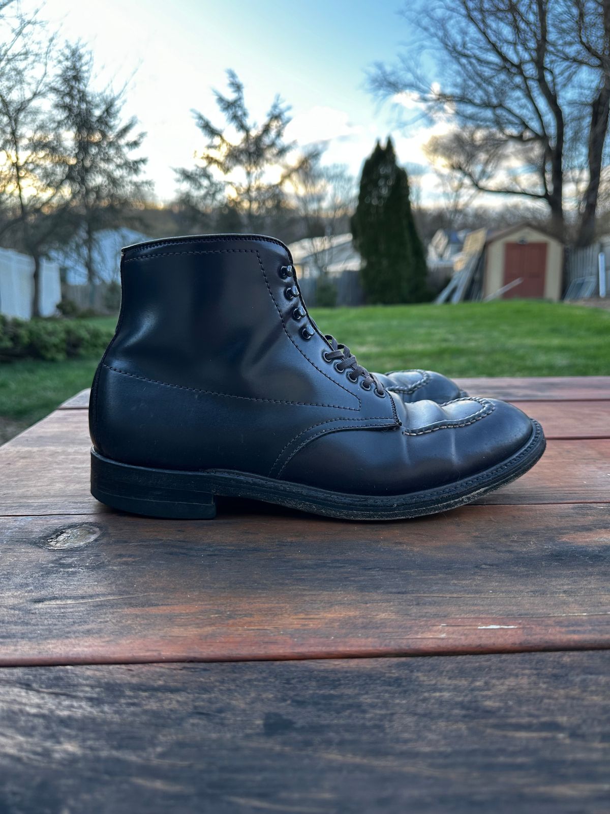 Photo by 8loop on April 5, 2024 of the Alden Indy Boot in Horween Color 8 Shell Cordovan.