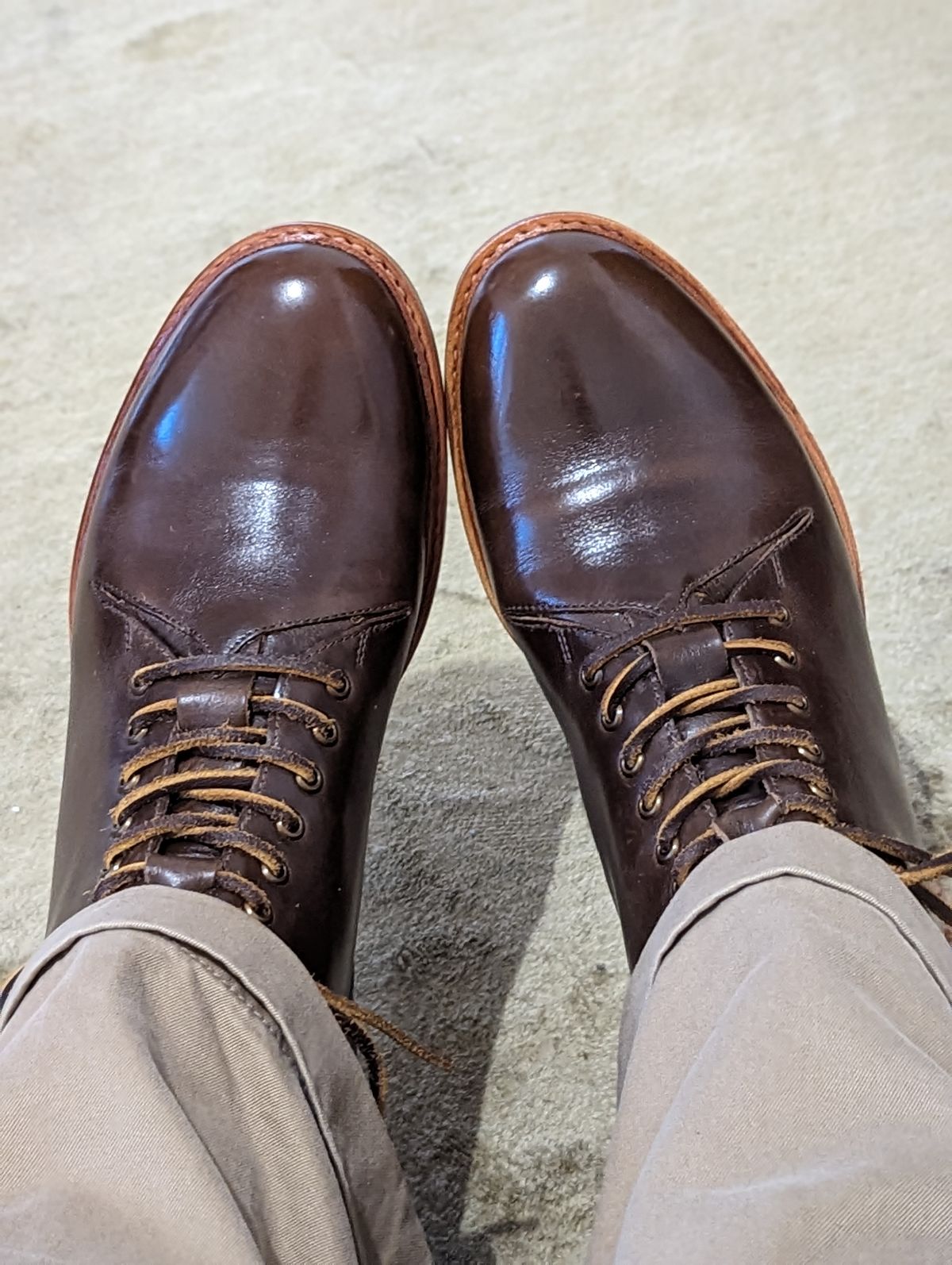 Photo by dwbrunton on July 11, 2023 of the Blkbrd Shoemaker Custom Model in Horween Olive Chromexcel.