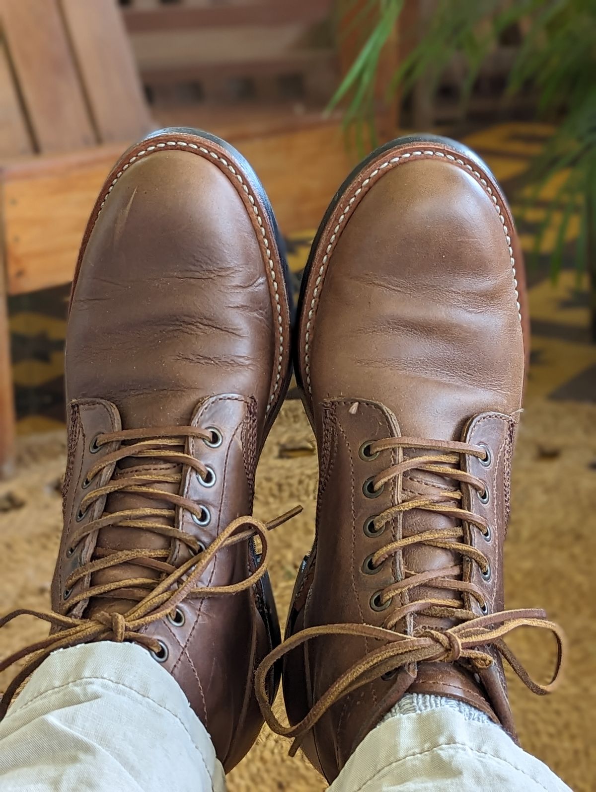 Photo by dwbrunton on June 24, 2023 of the Dayton Boots Service Boot in Brown Chrome.